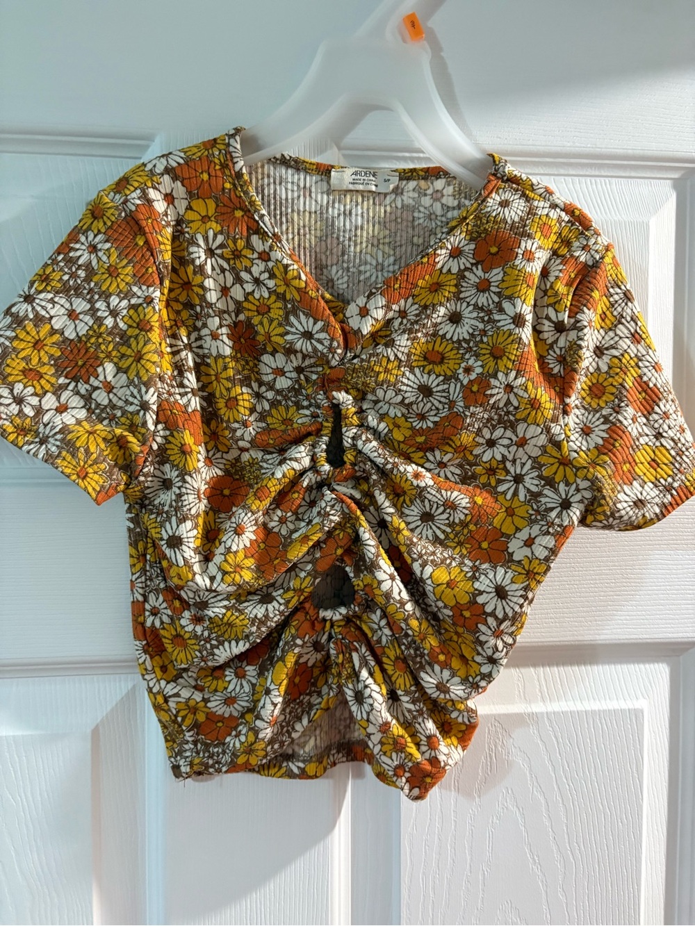 Ardene Orange and Yellow Floral Crop Top
